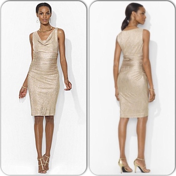 Lauren ralph lauren gold dress Clearance